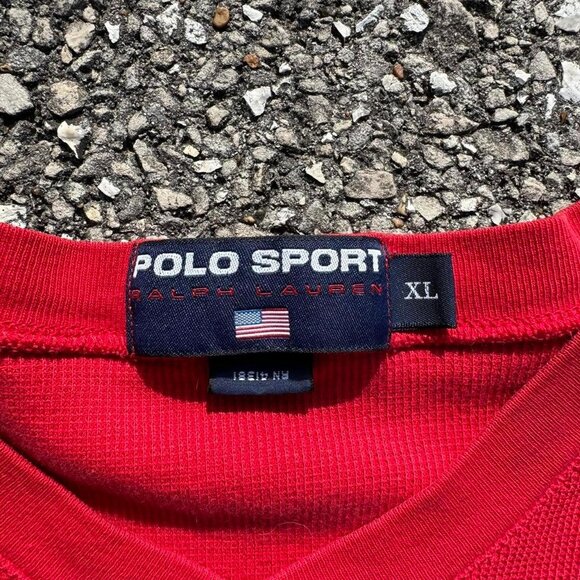 Vintage 2000s‎ Polo Sport Red Navy Striped Shirt - Picture 4 of 8